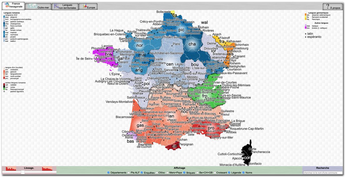 🔈🗣🇫🇷   ARRÊTEZ TOUT, mettez vos écouteurs et ruez-vous sur cet Atlas sonore des langues régionales de France pour y entendre une fable d'Esope dans la langue régionale du coin (pour une fois il y a même l'Outre-mer !)

atlas.limsi.fr

Via <a href="/benaliquids/">Benjamin Grillet</a>, le veilleur sûr