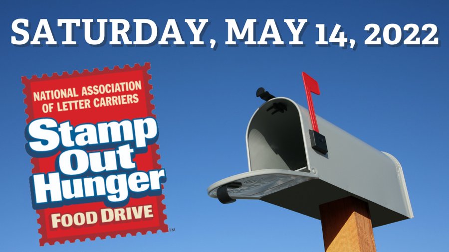 PC_Purpose's tweet photo. The @StampOutHunger food drive is back! Leave a bag of nonperishable food next to your mailbox on May 14, and your letter carrier will take care of the rest! #PCService #Community https://t.co/hCLO7DOapq