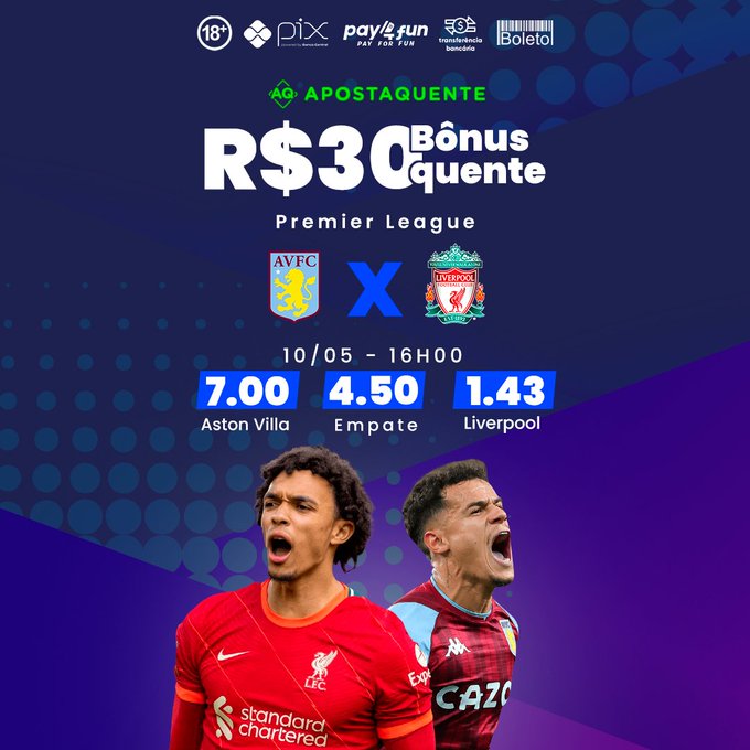 👀Hoje tem #PremierLeague eim!? Ser&aacute; que o Liverpool vai passar o carro ou o Aston Villa comete o crime<a href="/tag/premierleague"class="tags">#PremierLeague</a><a href="/tag/apostaquente"class="tags"><span>#apostaquente</span></a>