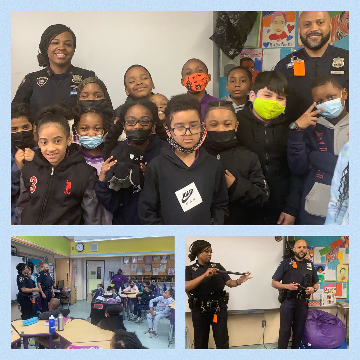 Career Week at PS 12 began with an informative visit from Court Officers. Officer Morrow-Rogers and Officer Lamothe discussed their role &amp; responsibilities on a day to day basis with professionalism. Students discussed how they can become a Court Officer &amp; add to their community.