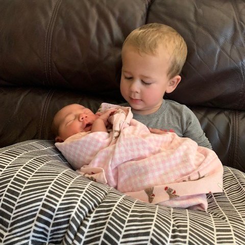 OUAnesResidency's tweet photo. Ms. Madden Blake Davis was born May 4, 2022. Granddaughter of our Residency Coordinator Keri Davis.  Big brother Warren is smitten with her 😍
#babygirl #babysister #family #Grandkids #Oklahoma #OklahomaCity #babies #medicine #firstgirl https://t.co/X6BTsh2GH5