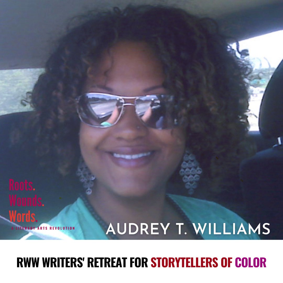 rootswoundsword's tweet photo. Introducing RWW 2022 Speculative Fiction Fellow Audrey T. Williams. Audrey (she/her) writes poetry, fiction, and CNF. Her work is rooted in ancestral connections. She helps uplift the voices of emerging BIPOC SFF writers. @Virgule2020. Learn more: https://t.co/g0o0aY49ko https://t.co/4Jj52akB4O