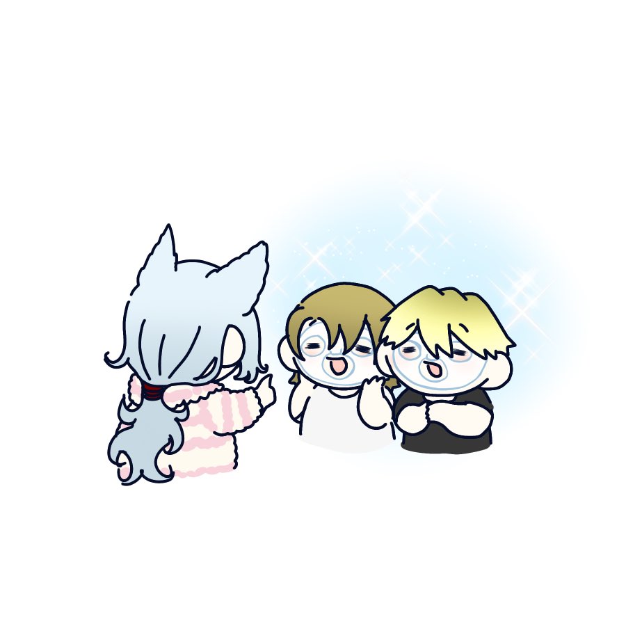 2boys multiple boys fox ears animal ears blonde hair grey hair shirt  illustration images