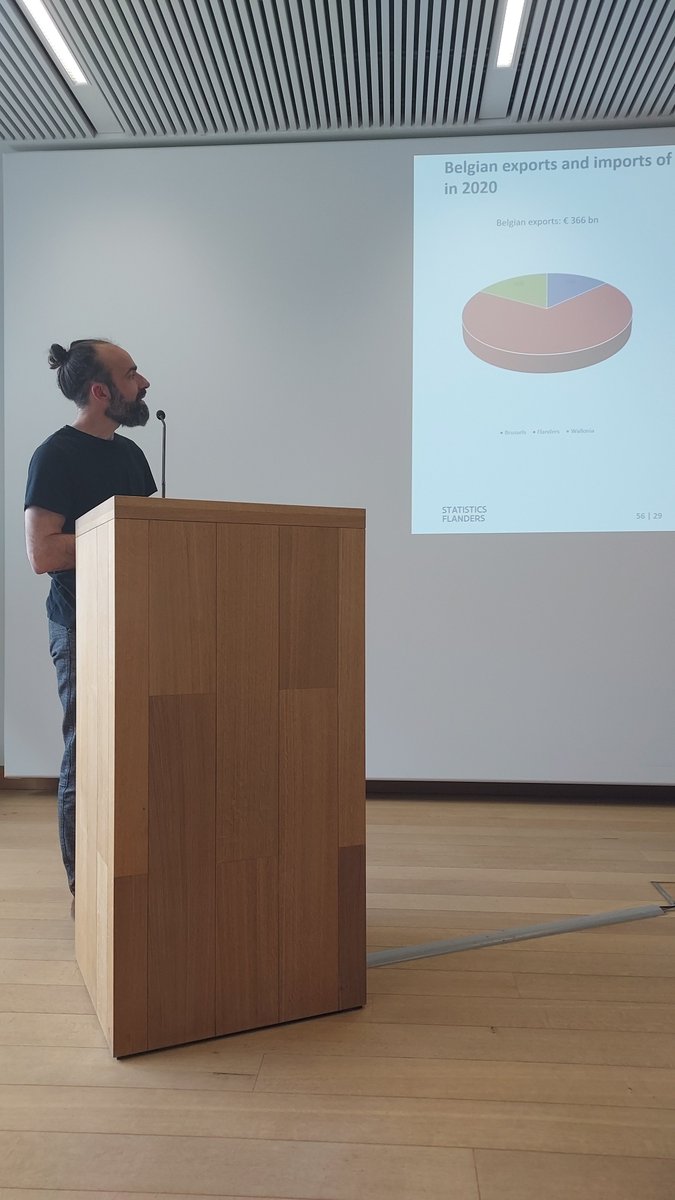 statistiek_vl's tweet photo. Co-operation in practice: regional statistics on import and export produced by @NBB_BNB_NL, @IWEPS_wallonie, @bisa_brussels and @statistiek_vl presented by our colleague Bart Delbeke. #regionalstatistics https://t.co/xfrEcjnOfp