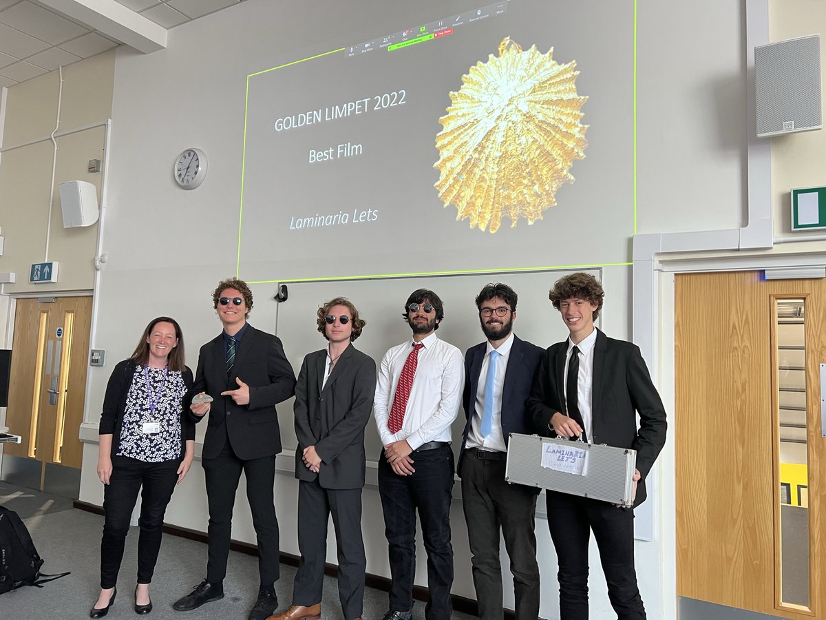 Louise_Firth_IE's tweet photo. Well done to all of #MBIO217 Film Festival participants . Shout out to the winners of the #GoldenLimpets 2022: Best Score - Home Sweet Honeycomb; Best Supporting Actor - Aidan Clancy (&amp; team for amazing creativity #BakeOff217); Best Film - Laminaria Lets #BiogenicHabitat 🏆👍🙌👊 https://t.co/oXaizu7n8g