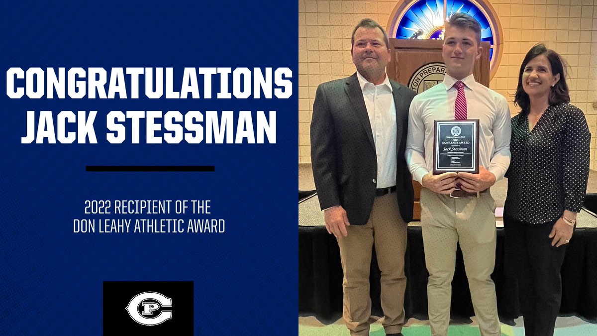 Congratulations to senior Jack Stessman on being presented the 2022 Don Leahy Athletic Award by Dr. Dan Schinzel. Jack has had outstanding success as both a football and baseball player during his four years at Prep. A true “Man for Others.“