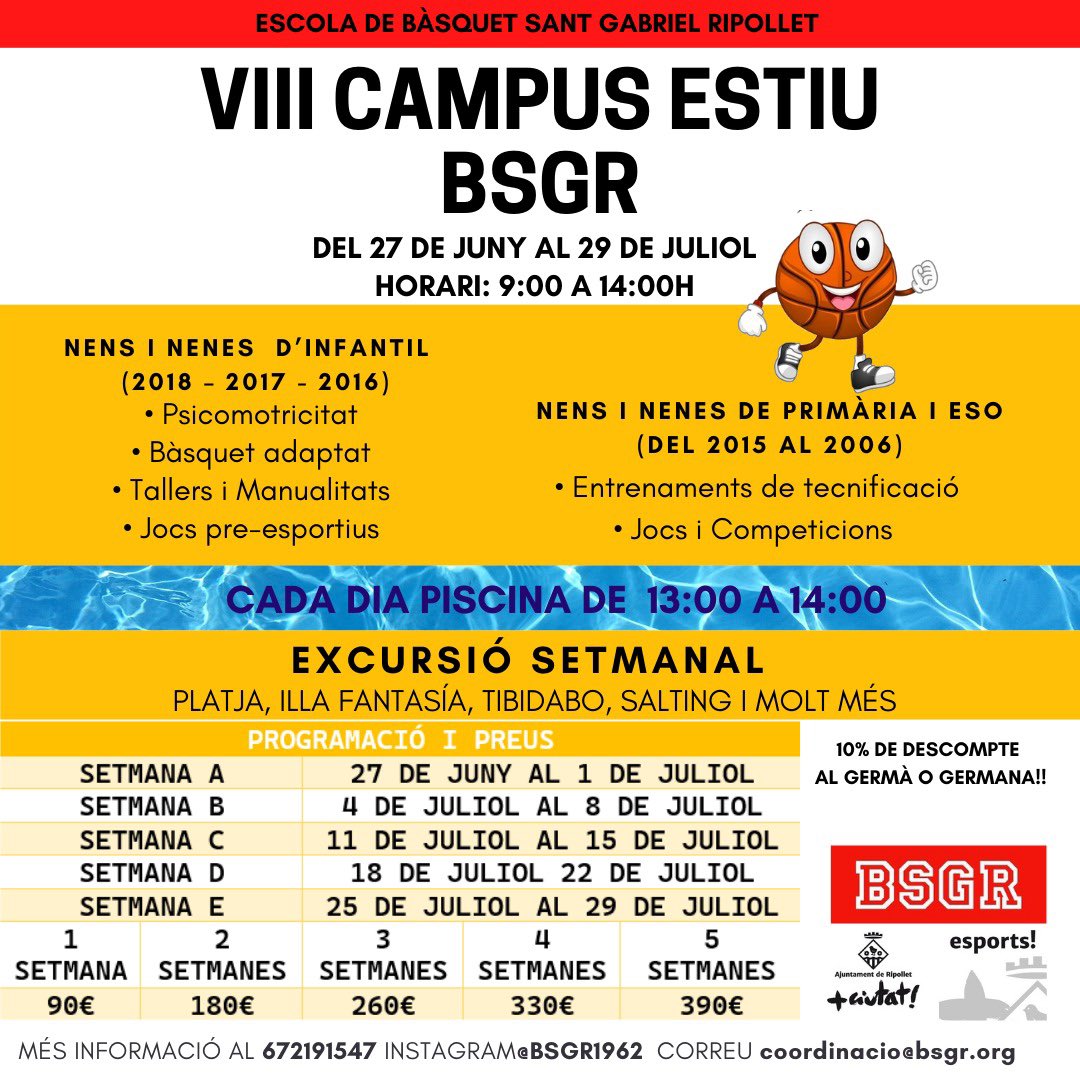 BSGR1962's tweet photo. 🌞🌴🌊 JA EL TENIM AQUÍ 🌊🌴🌞

INSCRIPCIONS obertes del 23 al 31 de maig! No et quedis sense!🤪

Preparats i preparades per gaudir de l’estiu BSGR? T’esperem❤️

#EstiuBSGR https://t.co/s8nOy9bJlf