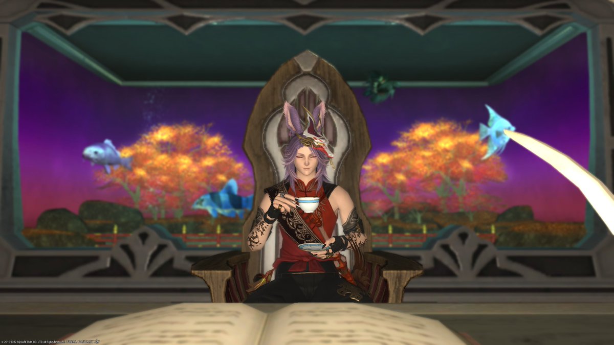 Joesephyr's tweet photo. Ah... thats better, would you like to join me for another? I have an extra code for this wonderful Tea emote in #FFXIV to giveaway, simply Follow, Like and Retweet this post if you would like a chance at having the best emote in the game for yourself! https://t.co/SQ4UlDaq0A