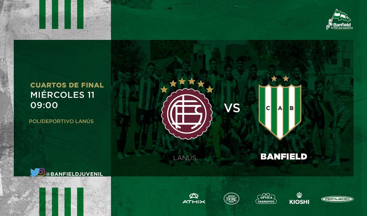 banfieldjuvenil's tweet photo. #ReservaLPF|

➡️ CUARTOS DE FINAL

⚽ Lanús - #Banfield 
📅 Miércoles 11
⌚09:00 hs. 
📺 YouTube oficial de @CAB_oficial

#VamosBanfield 🇳🇬 #VamosLosPibes https://t.co/9x9ULbhMbf