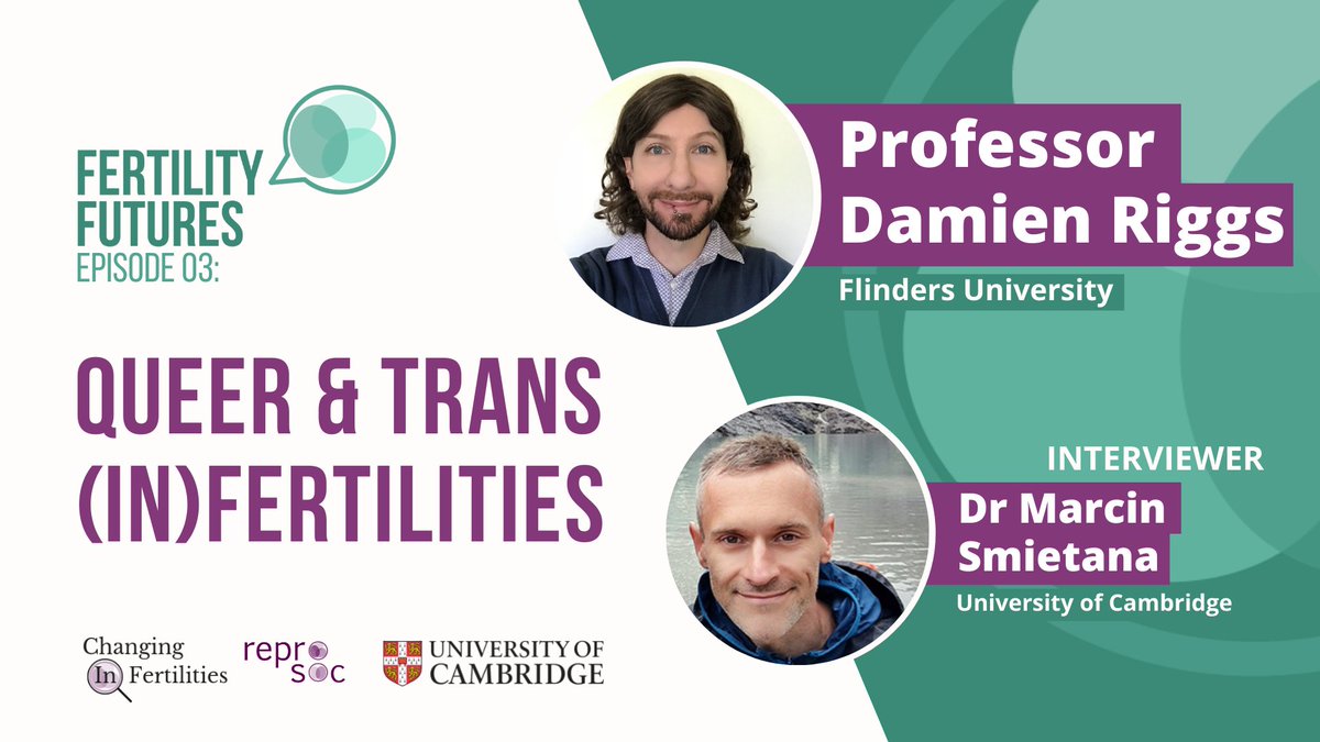 ReproSoc's tweet photo. 🎙 The third episode of our interview series ‘Fertility Futures’ is now live!

In Queer &amp; Trans (In)Fertilities, @MarcinSmietana interviews @DrDamienRiggs on foster care and trans fertility.

Watch on YouTube now: https://t.co/o3FZVSLgm3
Made in collaboration with @reprofutures https://t.co/okAsrTZC3l