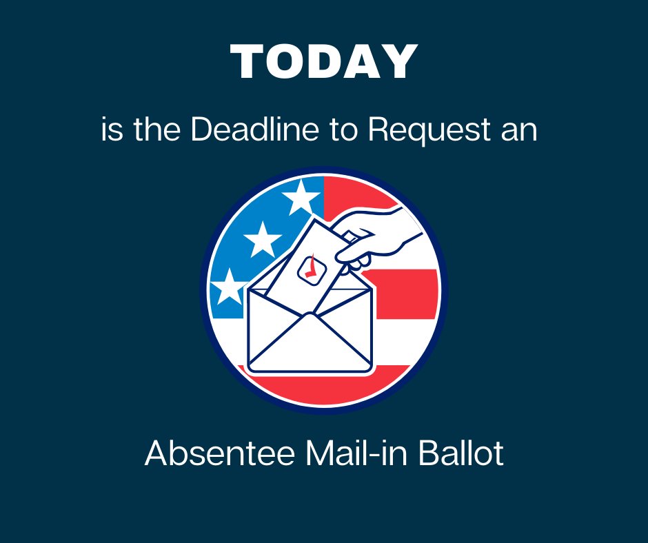 BuncombeCoVotes's tweet photo. Today at 5 p.m. is the last day to request an absentee mail-in ballot. For more information or to submit your request online, visit https://t.co/kwtrqxKfti. https://t.co/hB5k10z5zB
