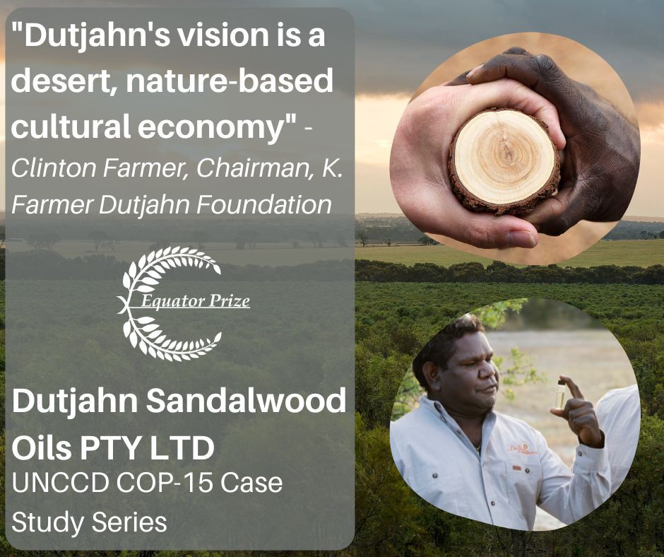 Dutjahn Sandalwood Oil's access and benefit-sharing system invest 50% of profits into their Aboriginal community from sustainably-harvested sandalwood.

Learn how this #EquatorPrize winner is creating local jobs and slowing desertification ⬇️
bit.ly/Dutjahn