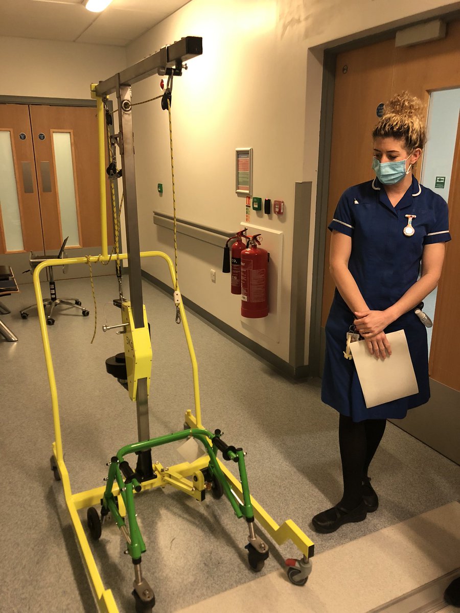 Today we got to see the #Halotraction which is an amazing innovative piece of equipment designed and made in coproduction by occupational therapy, medical physics and medical engineering. Enabling mobility during traction @GreatNorthCH #occupationaltherapy