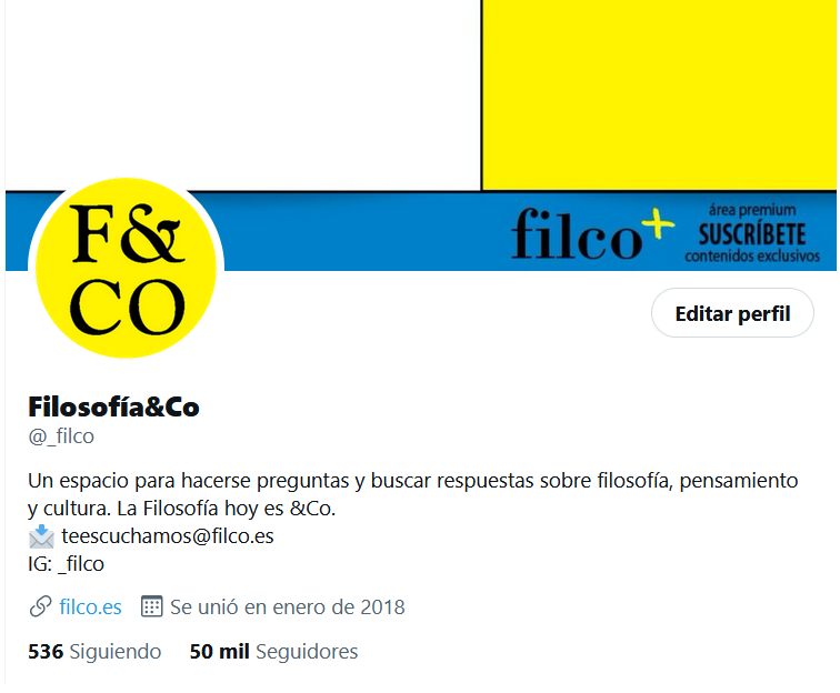 _filco's tweet photo. 🎉¡GRACIAS, 50.000 SEGUIDORES!

🥳Para celebrar que cada vez filosofamos en más compañía, sorteamos una suscripción de un año a Filco+, con acceso a todos los contenidos exclusivos.

Para participar:

- Da RT a este tuit
- Síguenos
- El sorteo dura 7 días 

¡GRACIAS! https://t.co/BVazaLQFtE