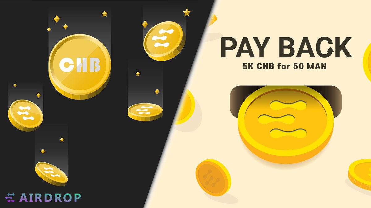 Airdrop #8

1. Follow, RT, Tag 3 &amp; Drop your address!
💸5000 $CHB for the 30 lucky winners
or
2. Trade more than 10$ in Raydium 
(Limit Count X)
💸5000 $CHB  for the 50 lucky winners

Until 24 hour!🔻

We are also preparing an airdrop for holder.
#Solana #Airdrop #SolanaAirdrops