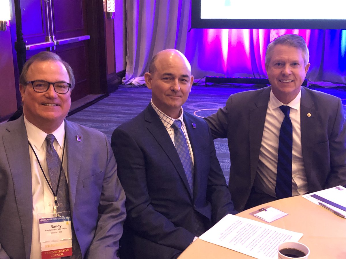 MBonilla1's tweet image. Starting off Day 2 at the #ASAWLC with U.S. Senator Roger Marshall, M.D.   Pictured here with ASA President Randy Clark, MD and Kansan and former #ASAPAC Chair, Mark Brady, MD.