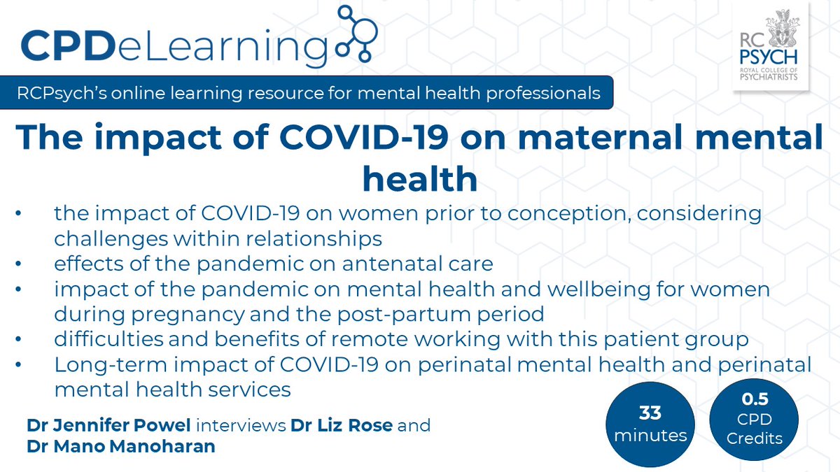 rcpsych_eLearn's tweet photo. The month of May draws #awareness to #MaternalMentalHealth.
Take 33 minutes for some #educationallistening with #CPDeLearning #podcast 'The impact of COVID-19 on maternal mental health'
🎧🔗 https://t.co/1tzVnFvq27
#CPDCredits #onlinelearning #MentalHealthAwarenessMonth https://t.co/bcRqR4chFS