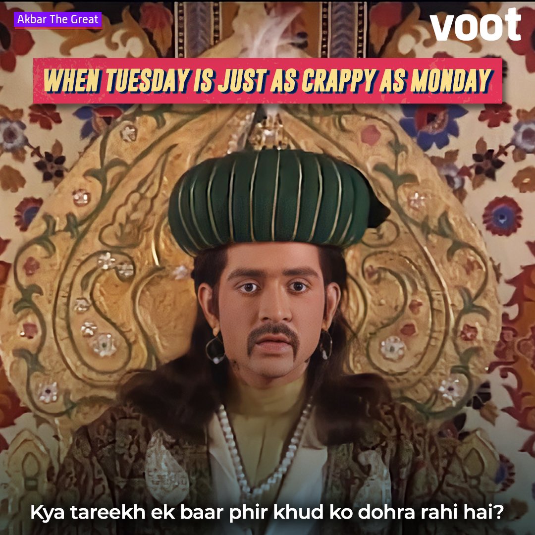 justvoot's tweet photo. Tuesdays are the evil twin of Mondays now. π€¦
#Voot #VootClassics #VootApp #AkbarTheGreat #AkbarOnVoot #WatchForFree #From80sWithLove https://t.co/0N51DuBXWC