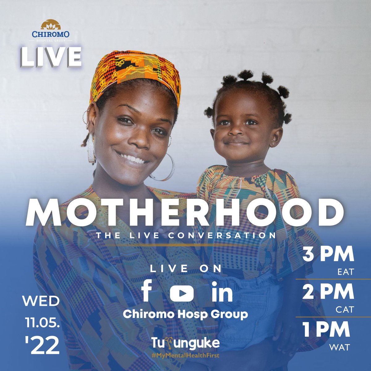 ChiromoHospGrp's tweet photo. Tomorrow, from 3PM, we'll be hosting @alengna @tunzaakili &amp; @caro_lukalo for a conversation on "MOTHERHOOD" which will be LIVE on our Facebook, LinkedIn and Youtube Pages as we come to a conclusion of this week's theme for our conversations.

Let's celebrate our mothers. https://t.co/RDZEYDSfop