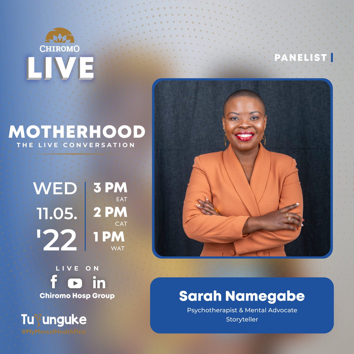 ChiromoHospGrp's tweet photo. Tomorrow, from 3PM, we'll be hosting @alengna @tunzaakili &amp; @caro_lukalo for a conversation on "MOTHERHOOD" which will be LIVE on our Facebook, LinkedIn and Youtube Pages as we come to a conclusion of this week's theme for our conversations.

Let's celebrate our mothers. https://t.co/RDZEYDSfop