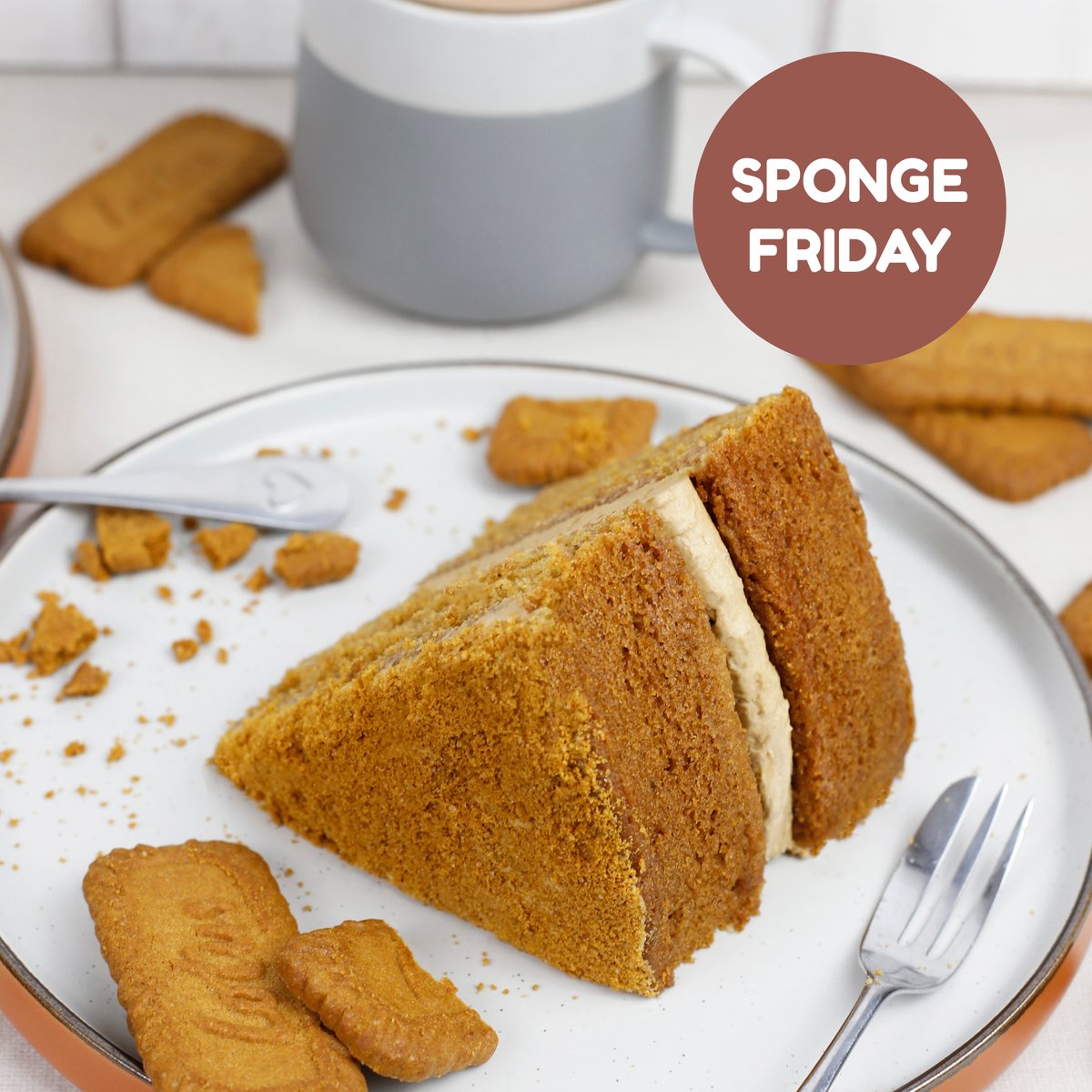 SpongeCakesLtd's tweet photo. This week's Sponge Friday is Biscoff! Or choose from our Gluten Free Chocolate Cake or Chocolate Vegan Cake ๐ฅฐ https://t.co/hEH7Q15tvL #SpongeFriday #CakeForTheWeekend #Biscoff #VeganOption #GlutenFreeOption https://t.co/KANv6TW5pv