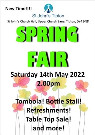 LifeInComTipton's tweet photo. #Spring #PRINCESEND 
This Saturday (May 14th) come &amp; support St Johns Church - Spring Fair from 2pm onwards. Bring ur kids &amp; ur wallet 4 the raffle &amp; tombola 🧸🛍 @LifeInComTipton will also b there 2 promote our services ☺️
Join us 4 a lovely local afternoon☀️
@ThisIsTipton https://t.co/SUoajroLog