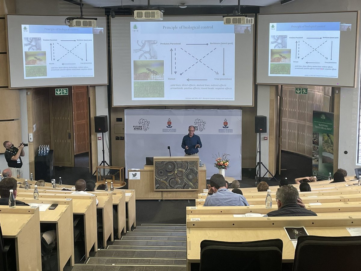 Fabiteam1's tweet photo. Dr Brett Hurley (@bphurley4) spoke about the Biological Control of Forest Pests. #TPCP2022 #CPHB2022 @Fabiteam1 @FutureAfricaUP @UPnasagric https://t.co/mBbcekA3DH