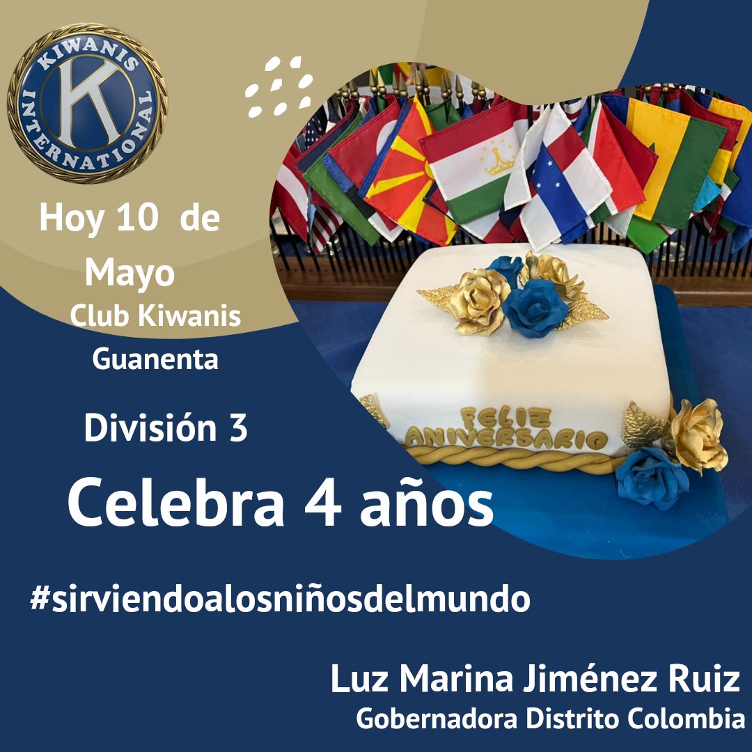 KiwanisColombia's tweet photo. Felicitaciones para los compañeros Club Kiwanis Guanenta por su aniversario #4 https://t.co/wdy662DLMp