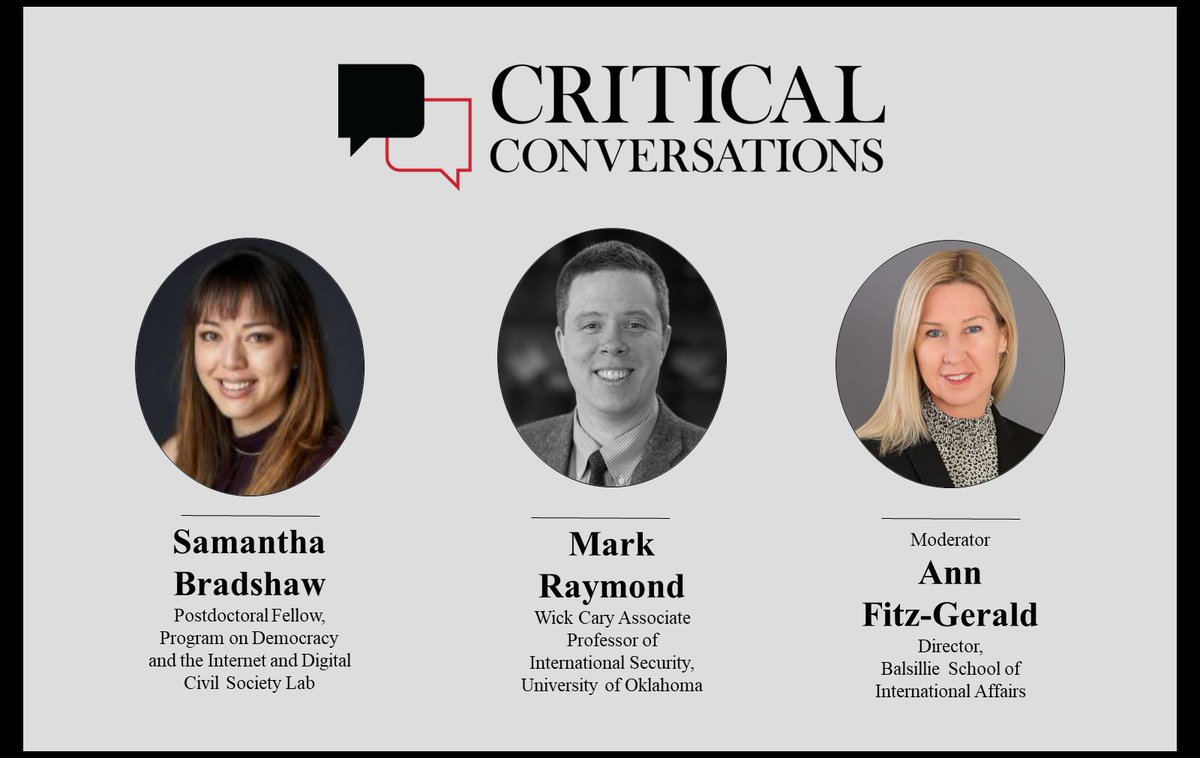 BalsillieSIA's tweet photo. Join us today at 11am ET for Critical Conversations: “The Bad and the Ugly: Internet Governance in an Era of Disinformation”. @sbradshaww @ProfMarkRaymond explore digital rights violations and governance.
Register https://t.co/RLPspQuPC5
@afitz3105 https://t.co/eaf1gNnOhh