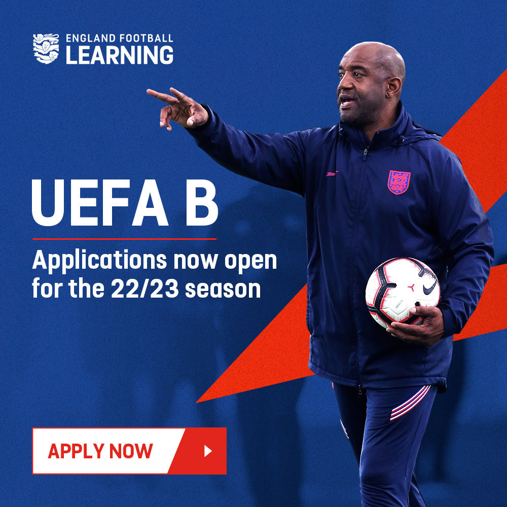 You can now apply for the <a href="/EnglandLearning/">England Football Learning</a> UEFA B License Course coming up at <a href="/StonehamLaneHFA/">Stoneham Lane Football Complex</a>!

Click the 'London (Hampshire)' course to find out more and apply 🖱️

APPLY NOW 👇
thebootroom.thefa.com/learning/quali…