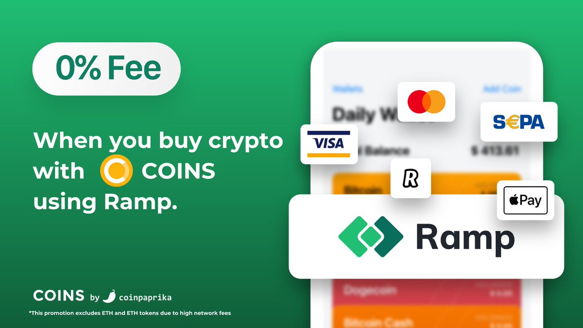 CoinsOneApp's tweet image. Maybe now it's time to buy crypto? 

If you buy it with @CoinsOneApp using @RampNetwork  we guarantee you 0% fees. 

To download the app please go to: coins.coinpaprika.com

#nofees #cryptocurrency