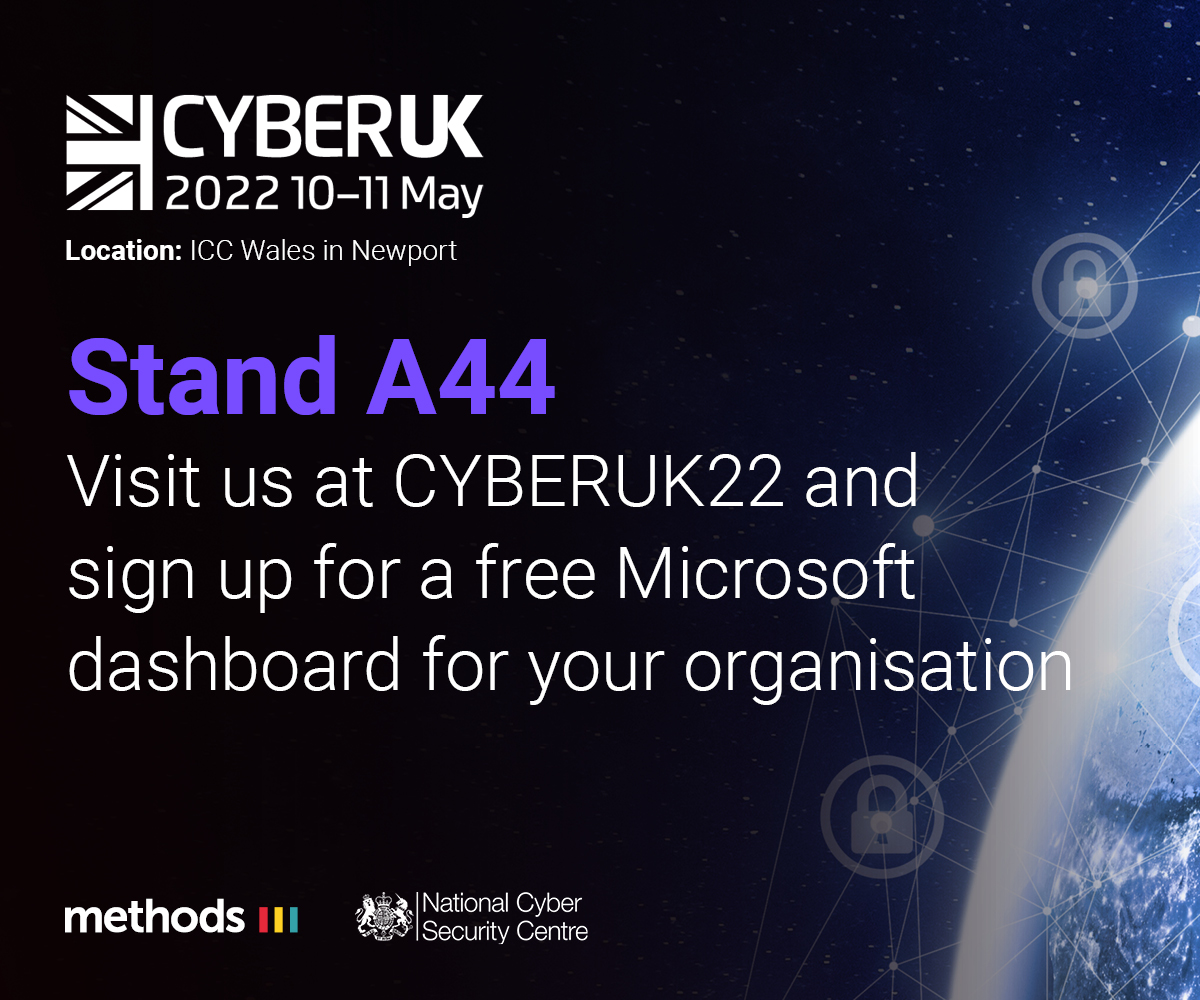 MethodsDigital's tweet image. Data within #cyber is key - so, if you are at #CYBERUK22 today drop by our stand A44 &amp;amp; sign up for a free #Microsoft dashboard for your organisation! We will demo how dashboards provide an easy way to report key information &amp;amp; trends, &amp;amp; provide meaningful insights to top mgmt