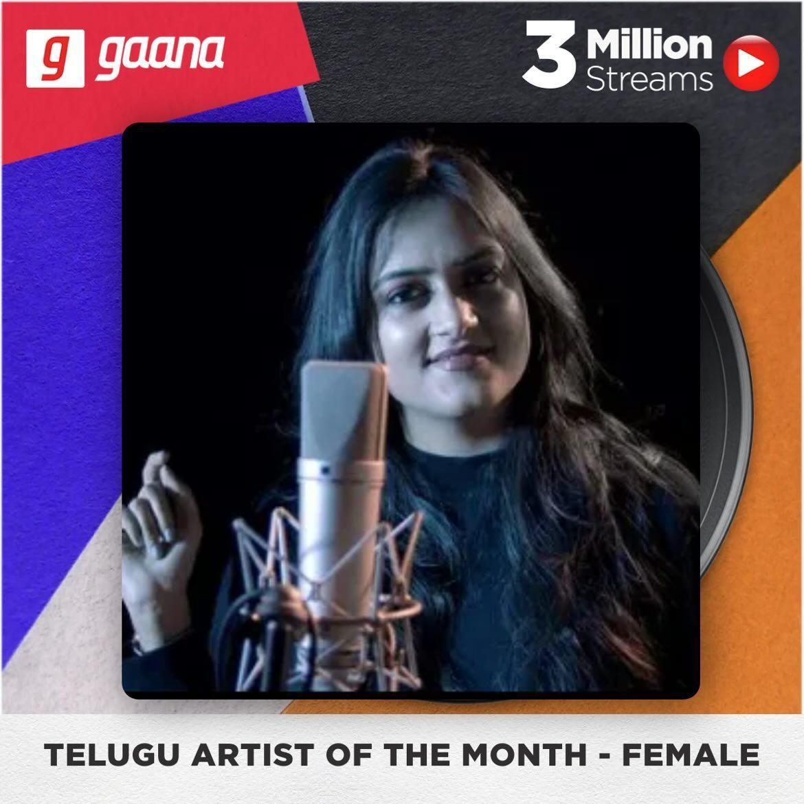 TELUGU ARTIST OF THE MONTH-FEMALE 
🤩🔥❤️🧿🥳💫💕
Woahhhh...Thank you so much <a href="/gaana/">@gaana</a> ❤️
#SarkaruVaariPataa #svptitlesong #playbacksinger #SVPOnMay12th