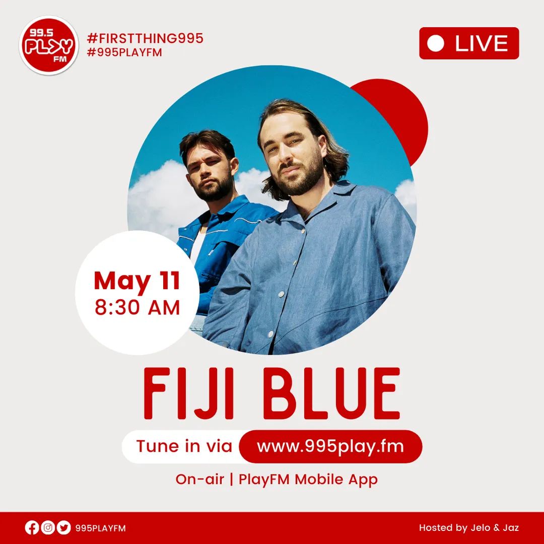 amplifiedentph's tweet image. Wake up to new tunes with @itsfijiblue tomorrow on @995PlayFM's #FirstThing995 LIVE at 8:30AM! Catch it on radio or through the Play FM Mobile App. 🌊

#AmplifiedPH #FijiBlue #FijiBlue995