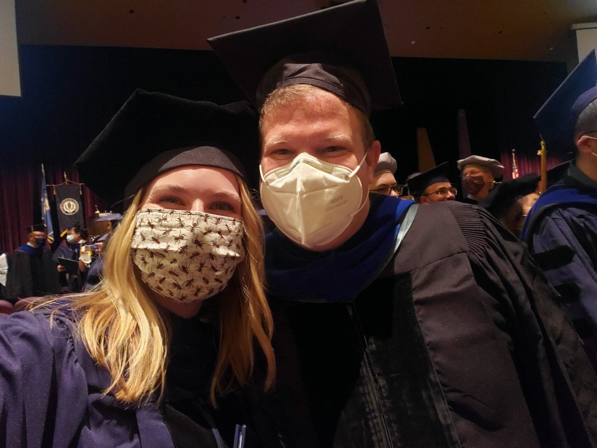 EG_Microbio's tweet photo. Happy to report @KlassenLab will not knock your poofy hat off during the hooding ceremony! https://t.co/tRdNG9dhK5