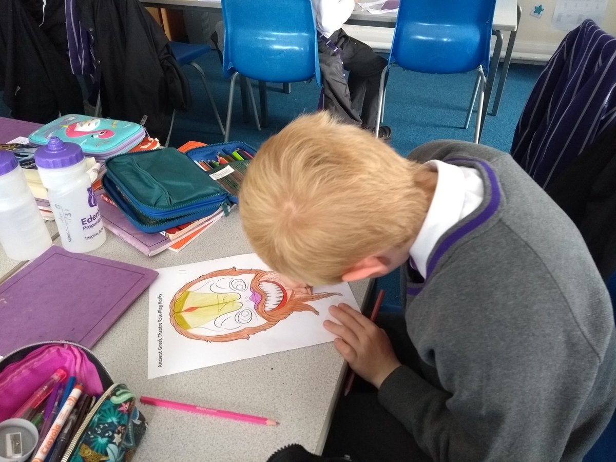 EPSForm2's tweet photo. @EPSPrep3 have loved making their masks as part of their History work on Ancient Greece #EPSInspire @EPSHead https://t.co/TGX9of0wS4