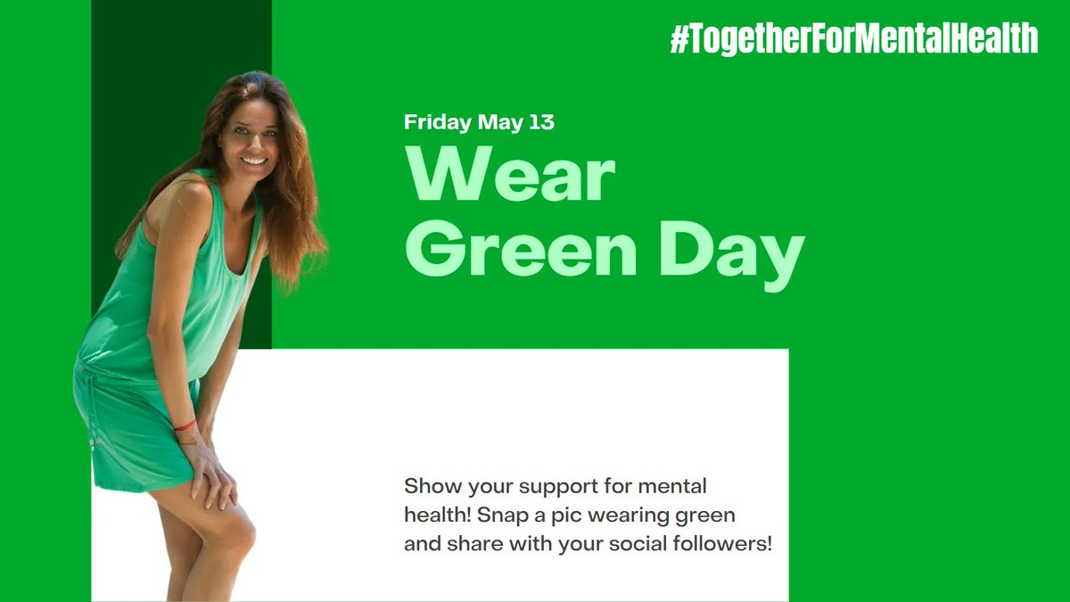 peacervrcenter's tweet photo. Support #MentalHealth! Wear green + share a pic showing your support on May 13. #MentalHealthAwarenessMonth https://t.co/I3o3s9GnK8
