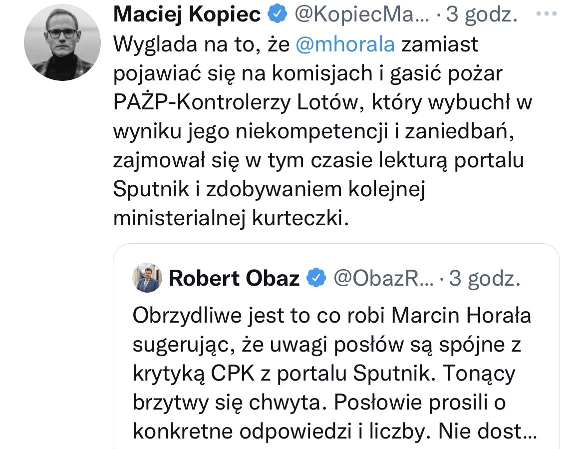 mhorala's tweet photo. CPK, projekt o strategicznym znaczeniu dla Polski jest od wielu lat konsekwentnie atakowany z różnych kierunków, w tym zagranicznych. Dziś na komisji wskazywałem posłom opozycji, z których artykułów Sputnika pochodzą stawiane przez nich tezy. Jakby szturchnąć kijem gniazdo os. https://t.co/SXYmnQZkDD