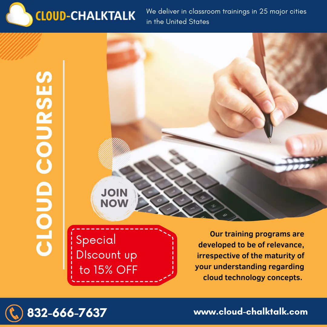 ChalktalkCloud's tweet image. #CloudComputingcourses will equip you to master significant concepts of Cloud Computing and implement its various services. Gets #Internships on Cloud. For more details and offers call 832-666-7637. #cloudtraining #awstraining #azuretraining #googlecloudtraining