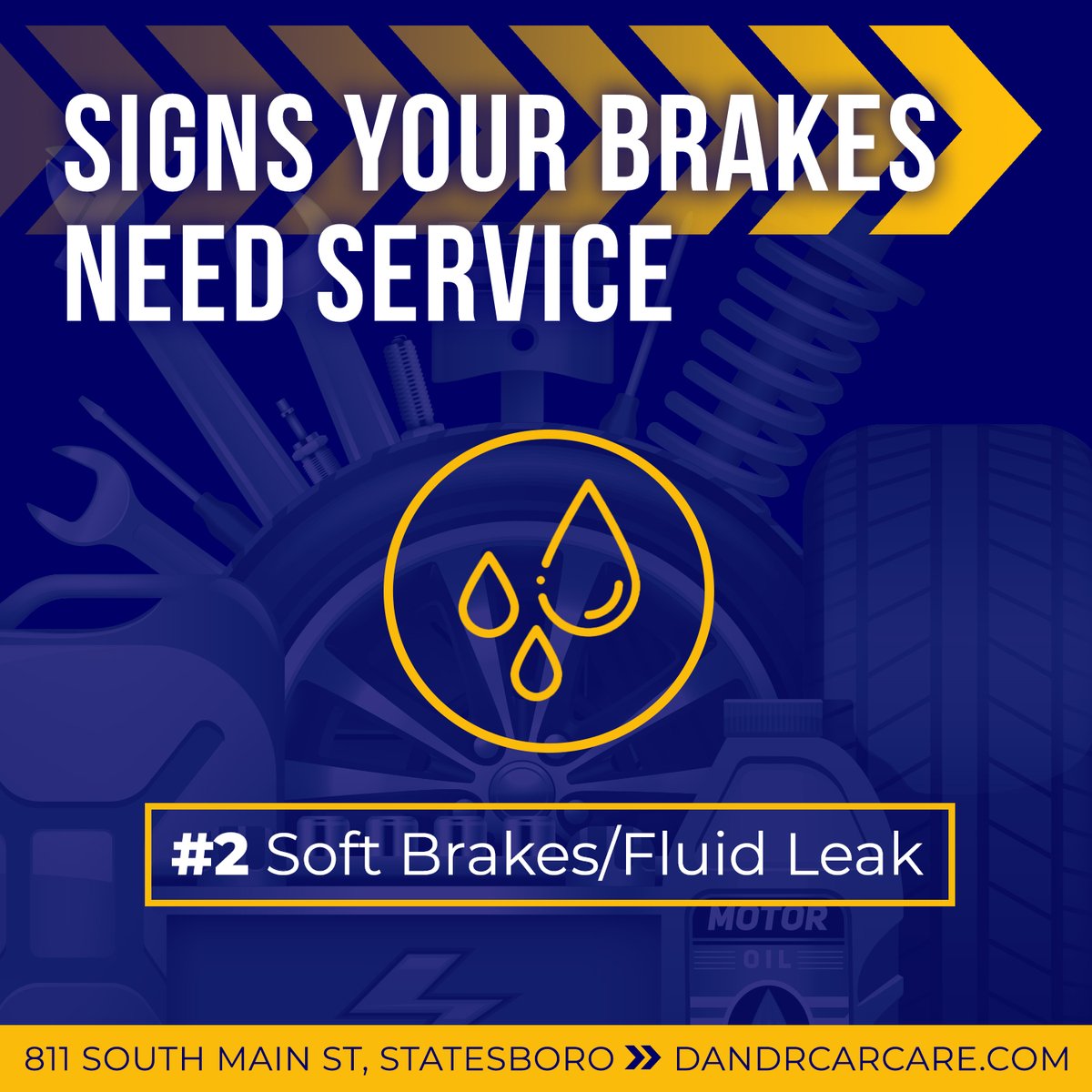 dandrcarcare2's tweet photo. Resistance is key for braking. If you find that you push down on the brake pedal and it sinks straight to the floor, bring it in IMMEDIATELY!
Call us today at (912) 871-4111
Or schedule your appointment online:https://t.co/16IwnKVl1K

#blogpost #brakeservice #autorepairstatesboro https://t.co/JcvTpO9xyl