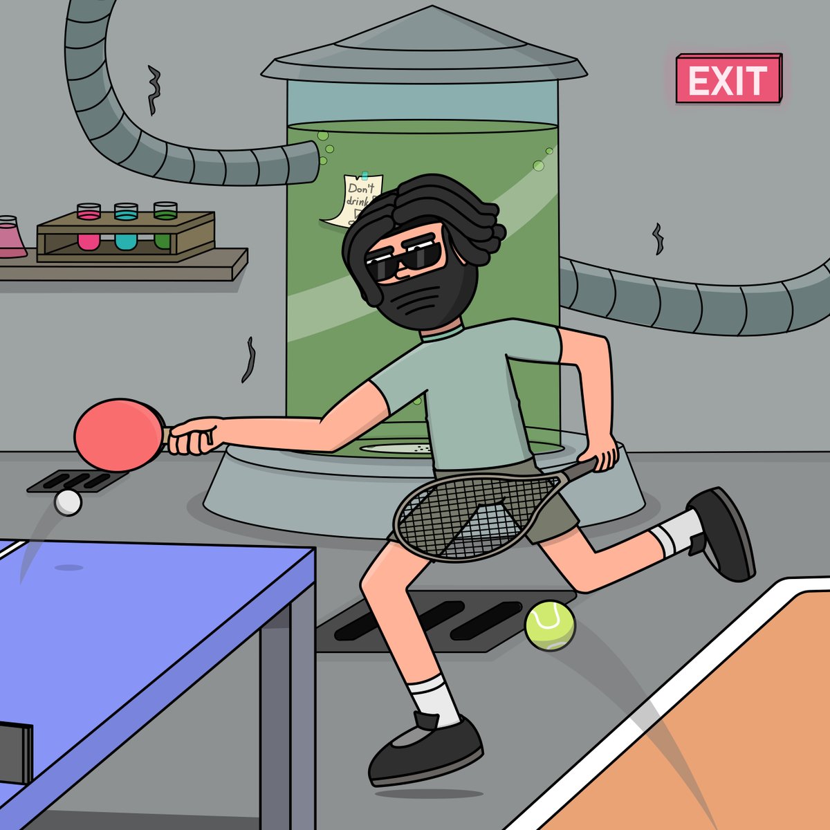V0bst3r's tweet photo. So in the last VC-Event from @ThePossessedNFT we learned, that @tmw_buidls played at the nationals for tennis and table tennis...yeah, that kinda inspired me to draw another one :D No George Clooney around👀
see ya soon in the lab, where they play both 🧪<3 #posse #possessed https://t.co/wjxohVJ8h6