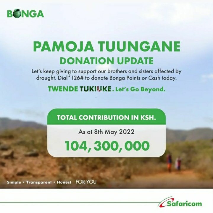 Update from Pamoja Tuungane campaign. You may donate your bonga points by dialing *126#  #BongaForFood