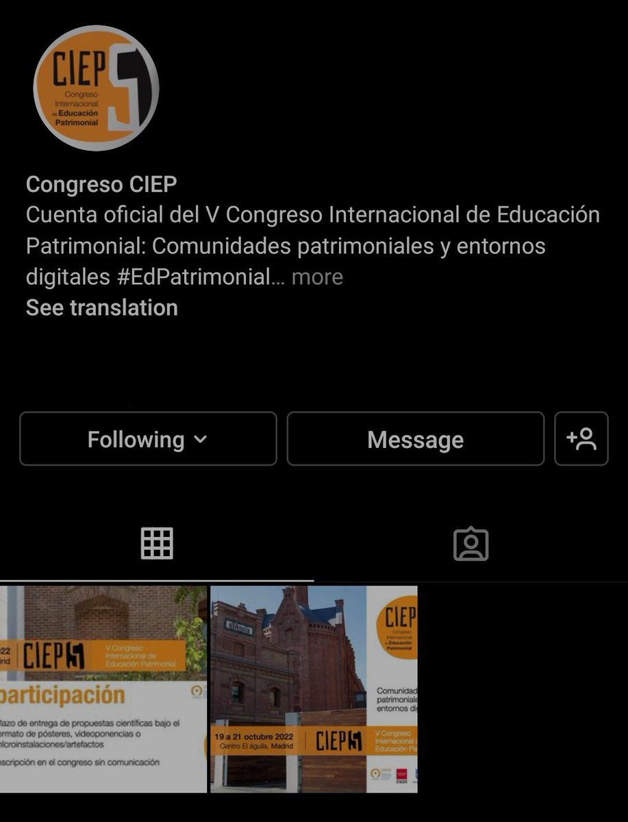 Recordad que, además de la web y Twitter, podéis seguir todo lo referente al congreso #CIEP5 desde nuestro Instagram. A qué esperas para seguirnos?Dale al Follow!😉 instagram.com/congresociep?i… <a href="/OEPEproyecto/">OEPE</a> <a href="/PatrimonioCM/">Patrimonio Histórico y Archivos▪️Comunidad Madrid</a> <a href="/MADRID/">Ayuntamiento Madrid</a> #PNEyP <a href="/ipcepatrimonio/">Instituto del Patrimonio Cultural de España</a> #EdPatrimonial #CmunidadesCIEP