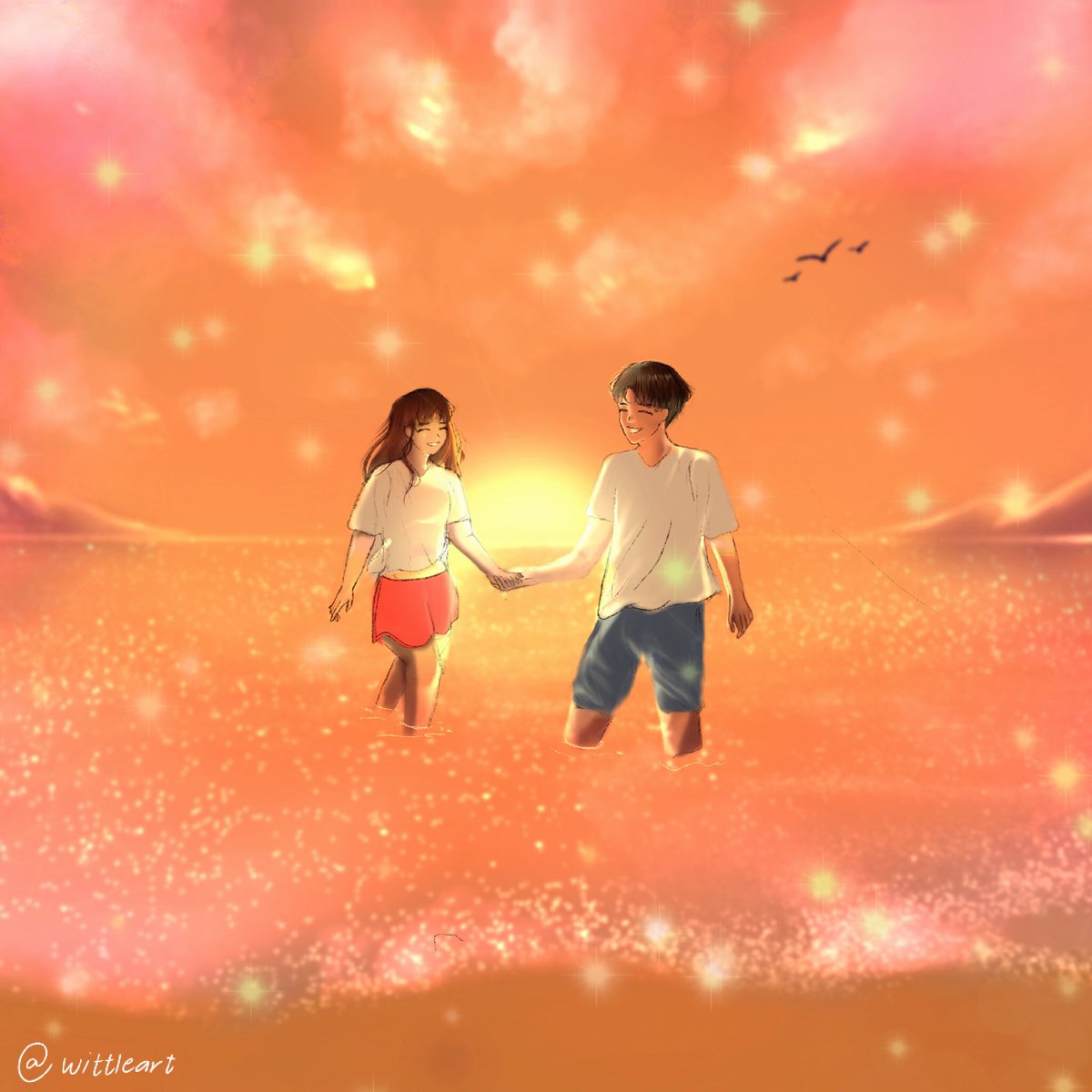 wittleart's tweet photo. 🌅⛱ #sunset #couple #beach #sunsetbeach #procreate #procreateart #ocdrawing #illustration #commissionsopen https://t.co/RLBcylDVPe