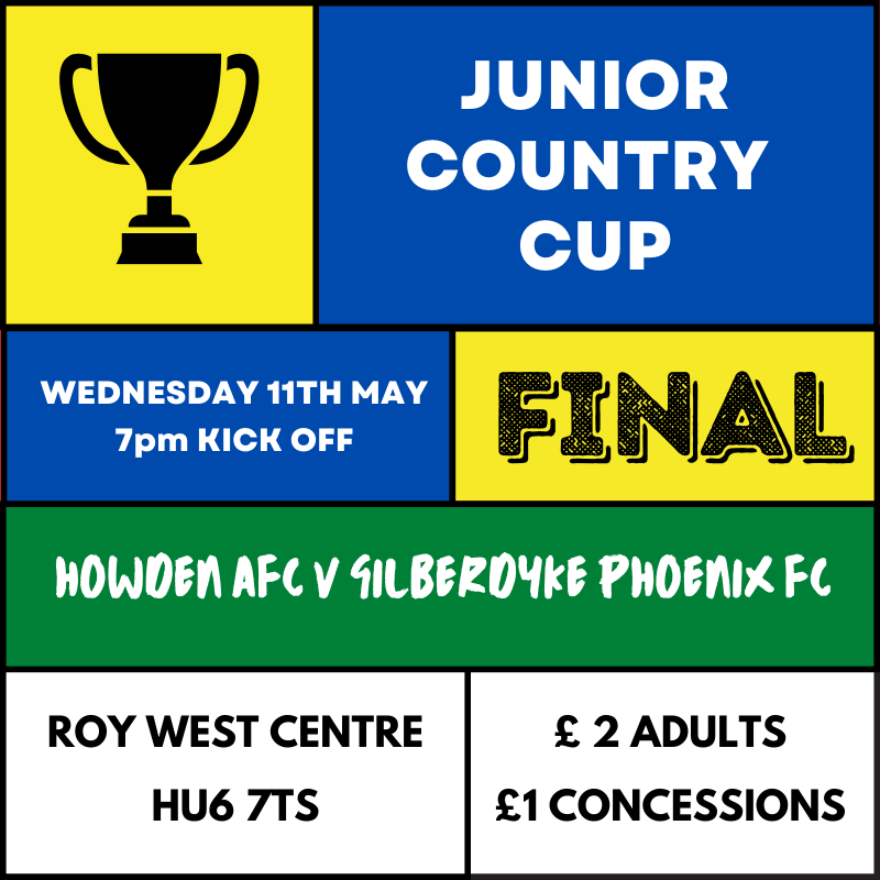 EastRidingFA's tweet photo. 🏆 There is more live County Cup action down at the Roy West this evening as the final of the 𝐉𝐮𝐧𝐢𝐨𝐫 𝐂𝐨𝐮𝐧𝐭𝐫𝐲 𝐂𝐮𝐩 takes centre stage.