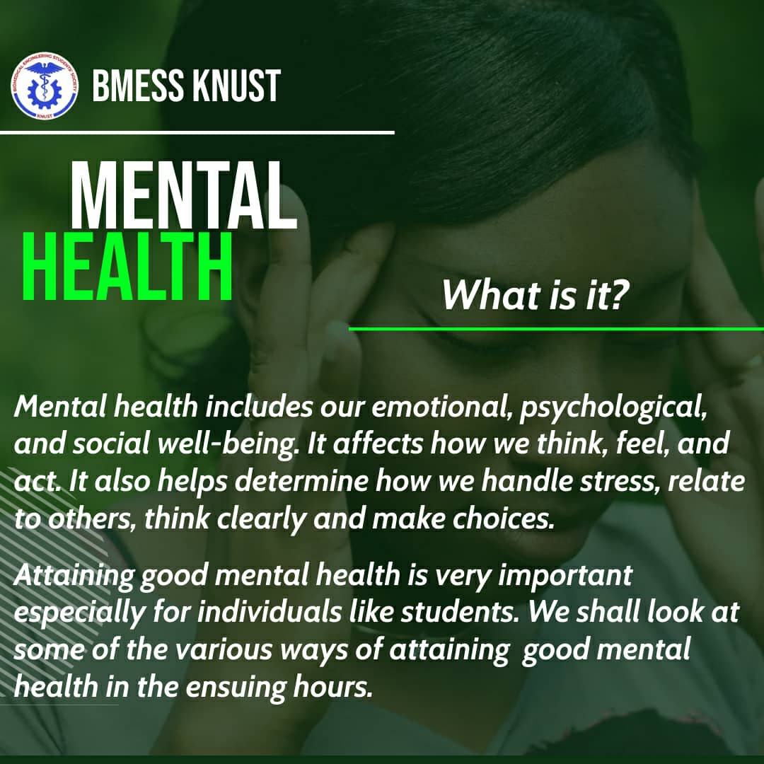 bmessknust's tweet photo. It's day two of #BMESSWeekCelebration.
And we're celebrating Mental Health today.
Is it talked about enough?
Tweet at us with the hashtag #BMESSMentalHealthAwareness. Let's hear your views about mental health, especially among students. https://t.co/YQKvVZlhMY