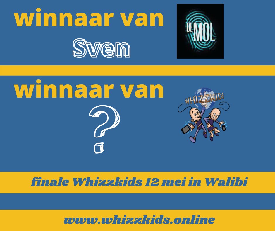 WhizzkidsVzw's tweet photo. We zijn volop bezig met de voorbereidingen van de finale Whizzkids basisonderwijs.
12 mei = finale in Walibi
De winnaar van de Mol is al gekend maar...
Wie wint de felbegeerde Whizzkids-trofee voor 4de - 5de - 6de leerjaar?

#demol #whizzkids https://t.co/z9pSipZ7VJ