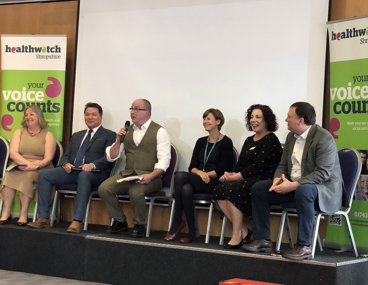 severnhospice's tweet photo. Our medical director, Professor Derek, leading the panel @HWShropshire annual event. Brilliant to be with everyone dedicated to making end of life care better #HWSOneChance https://t.co/LHIMHjGERk