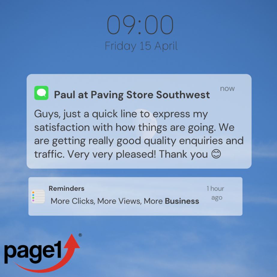 page1's tweet photo. We love this review from Paving Store Southwest, who we have been assisting with SEO &amp; Google Ads Management: https://t.co/0vEoXy8r2B
If you need some help to realise your business potential, give us a shout! https://t.co/3WRgpRQut3
