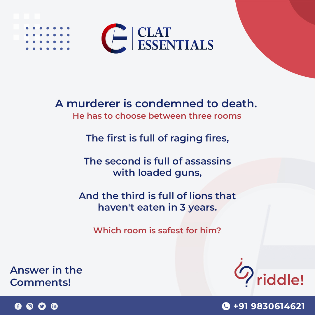 ClatEssentials's tweet photo. You’ve been working so hard…so here’s a silly riddle! Get cracking and enjoy!

Pssst… the answer is easier than you think!

#CLAT #CLAT2022 #CLAT2023 #exam #india #law #legal #lawexam #bar #lawyers #lawyer #advocate #career #examination #clatprep https://t.co/9HyGwntNNg